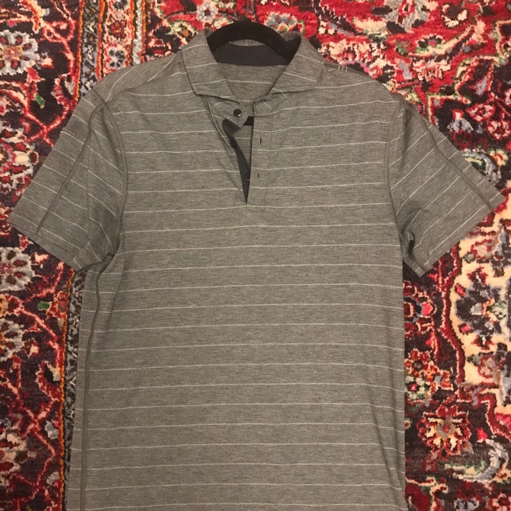 lululemon athletica Men's Heather Gray Thin-Stripe Polo